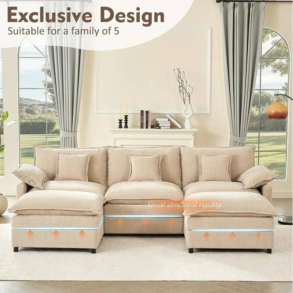 108 Inch U Shape Sofa Sectional Sofa Comfortable Cloud Sofa Living Room Deep Seat Sofa