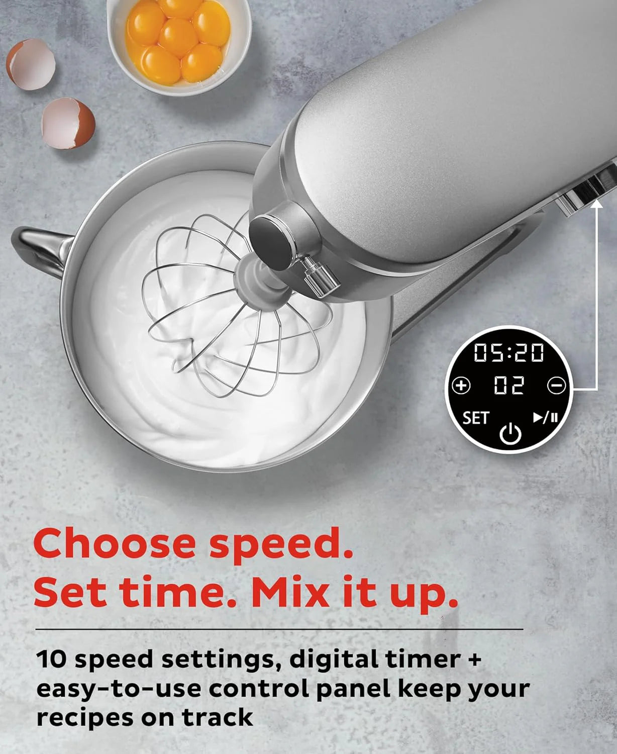 Instant Pot Instant Stand Mixer Pro 600W 10-Speed Electric Mixer with Digital Interface,7.4-Qt Stainless Steel Bowl,Dishwasher Safe Whisk,Dough Hook and Mixing Paddle