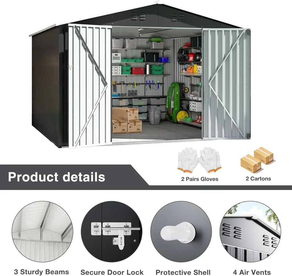polar aurora 8x12 ft outdoor storage shed metal garden shed frame structure tool sheds