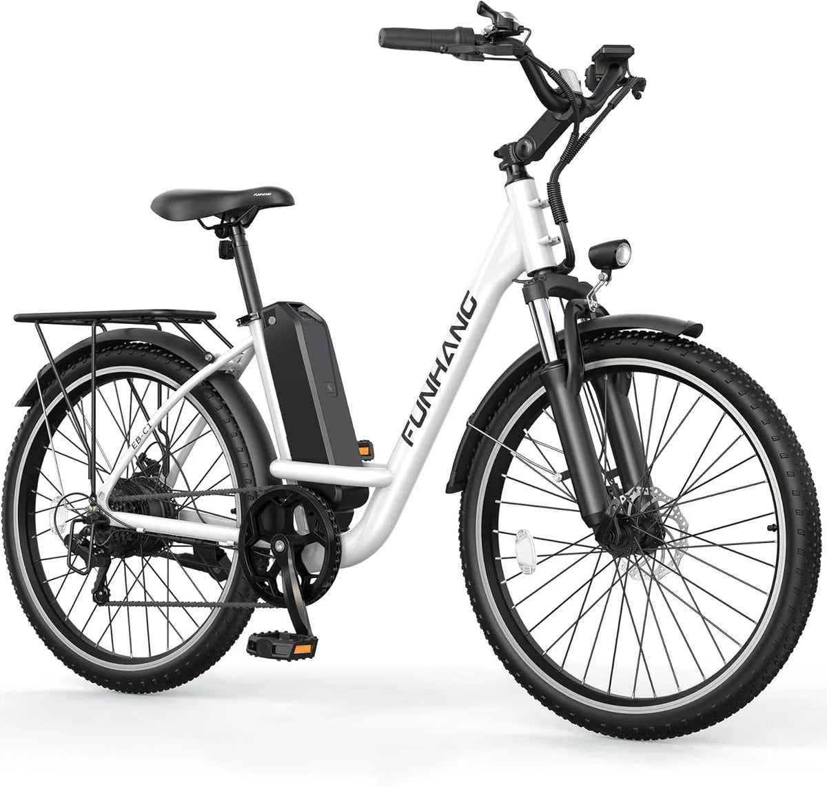 Funhang Electric Bike for Adults, 26 City Cruiser Ebike 21.7MPH 50 Miles Commuter Adult Electric Bicycles