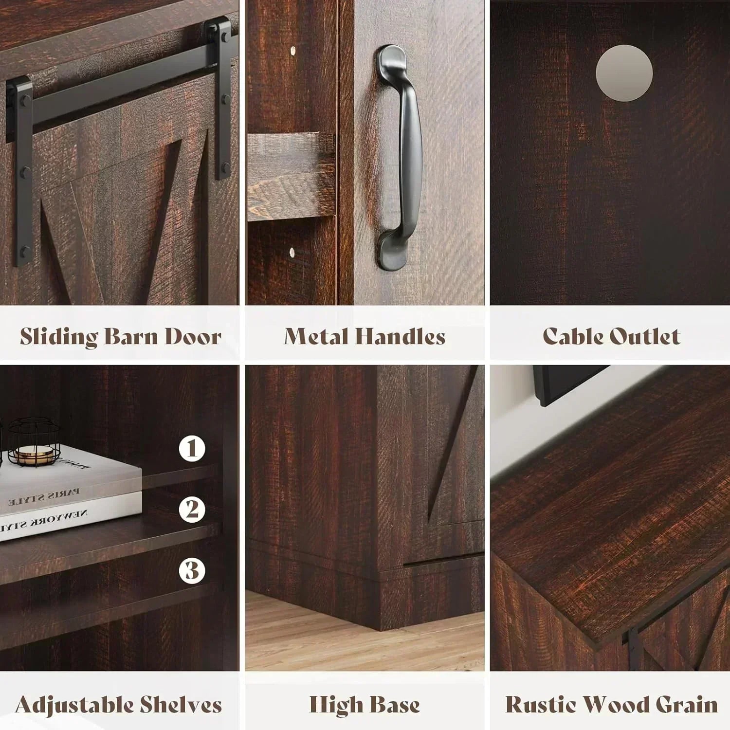 AMERLIFE Fireplace TV Stand with Sliding Barn Door  Farmhouse 63 Fireplace Entertainment Center