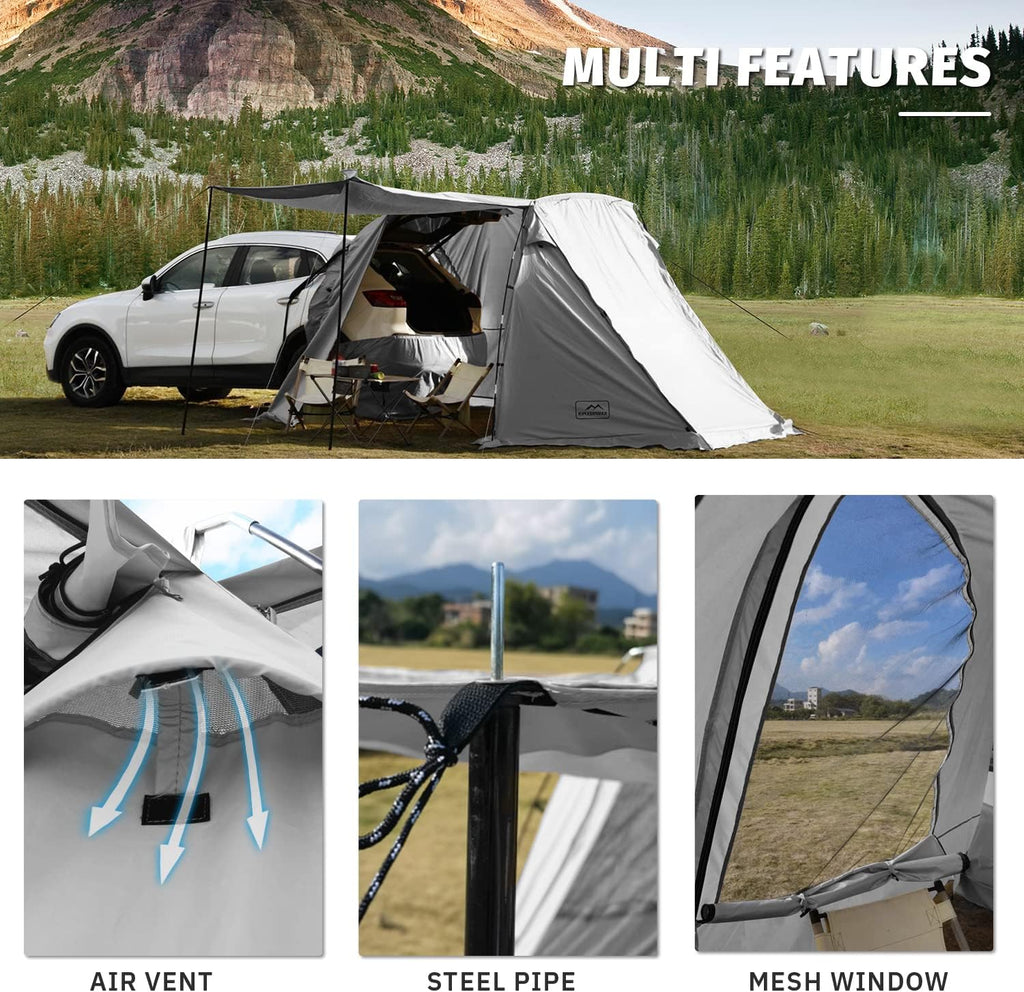 KAMPKEEPER SUV Car Tent, Tailgate Shade Awning Tent for Camping, Vehicle Camping Tents Outdoor Travel (Black)
