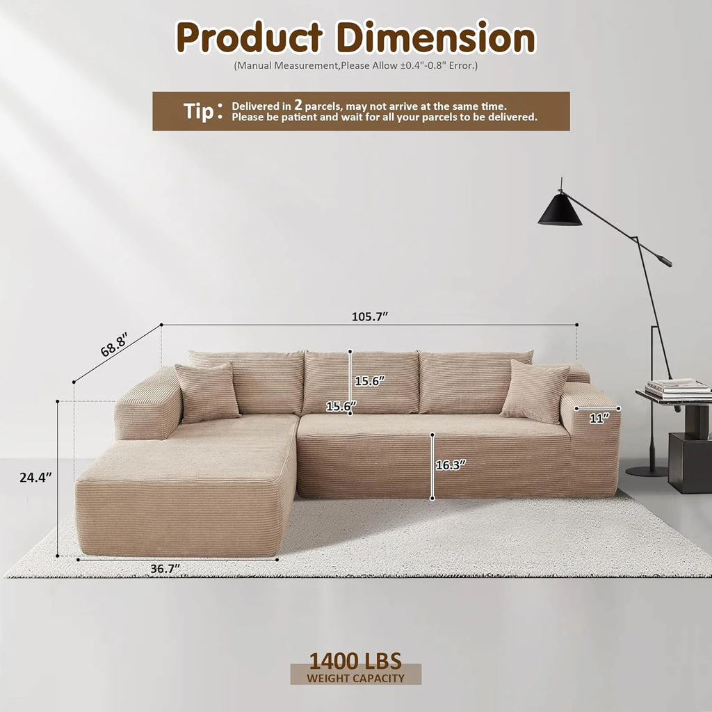 Ovios 104 Cloud Section Sofa L-shaped lounge chair, modern modular sofa
