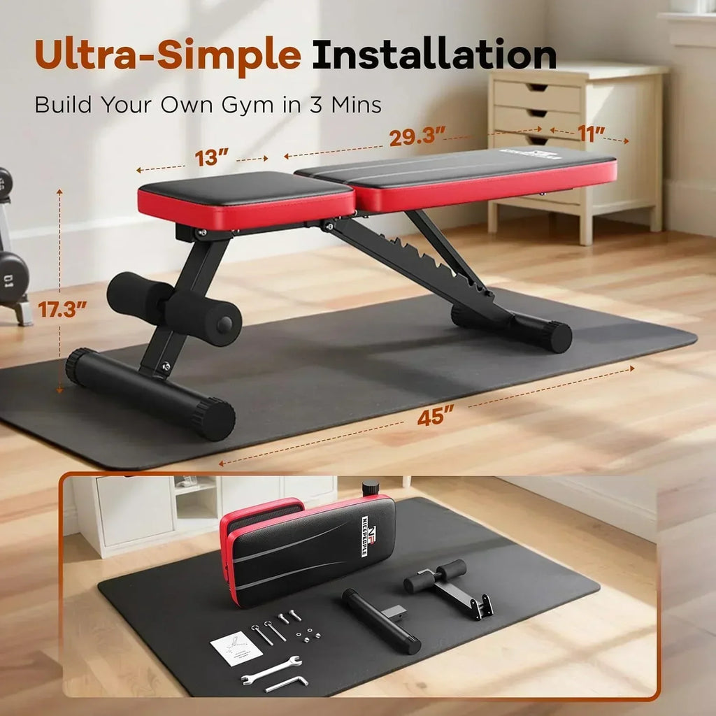 Basic Weight Bench for Home Gym Foldable Workout Bench with 8 Backrest Capacity Adjustable Bench