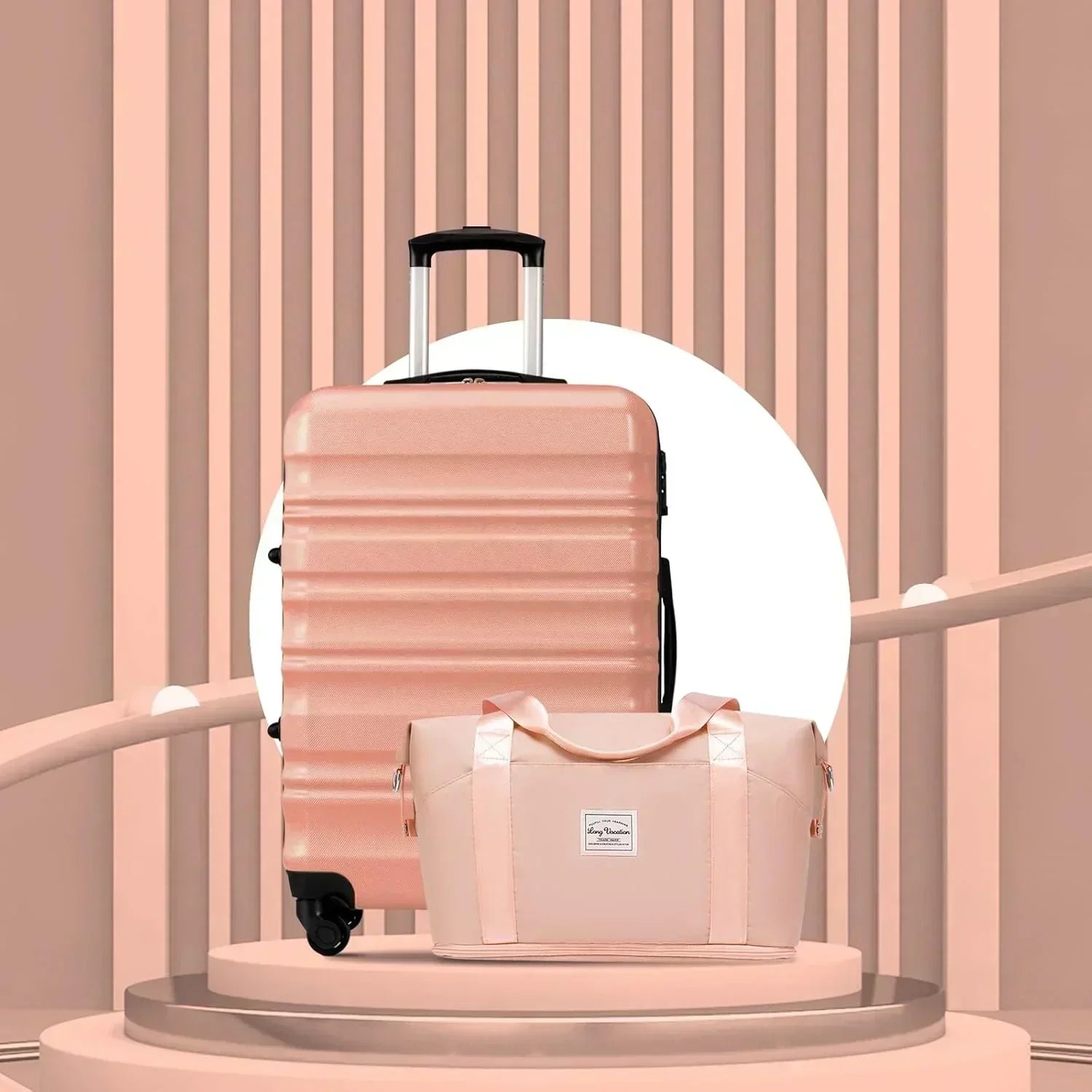 LONG VACATION 6 Piece Luggage Set Carry on Suitcase with ABS+PC hardshell Spinner Wheels