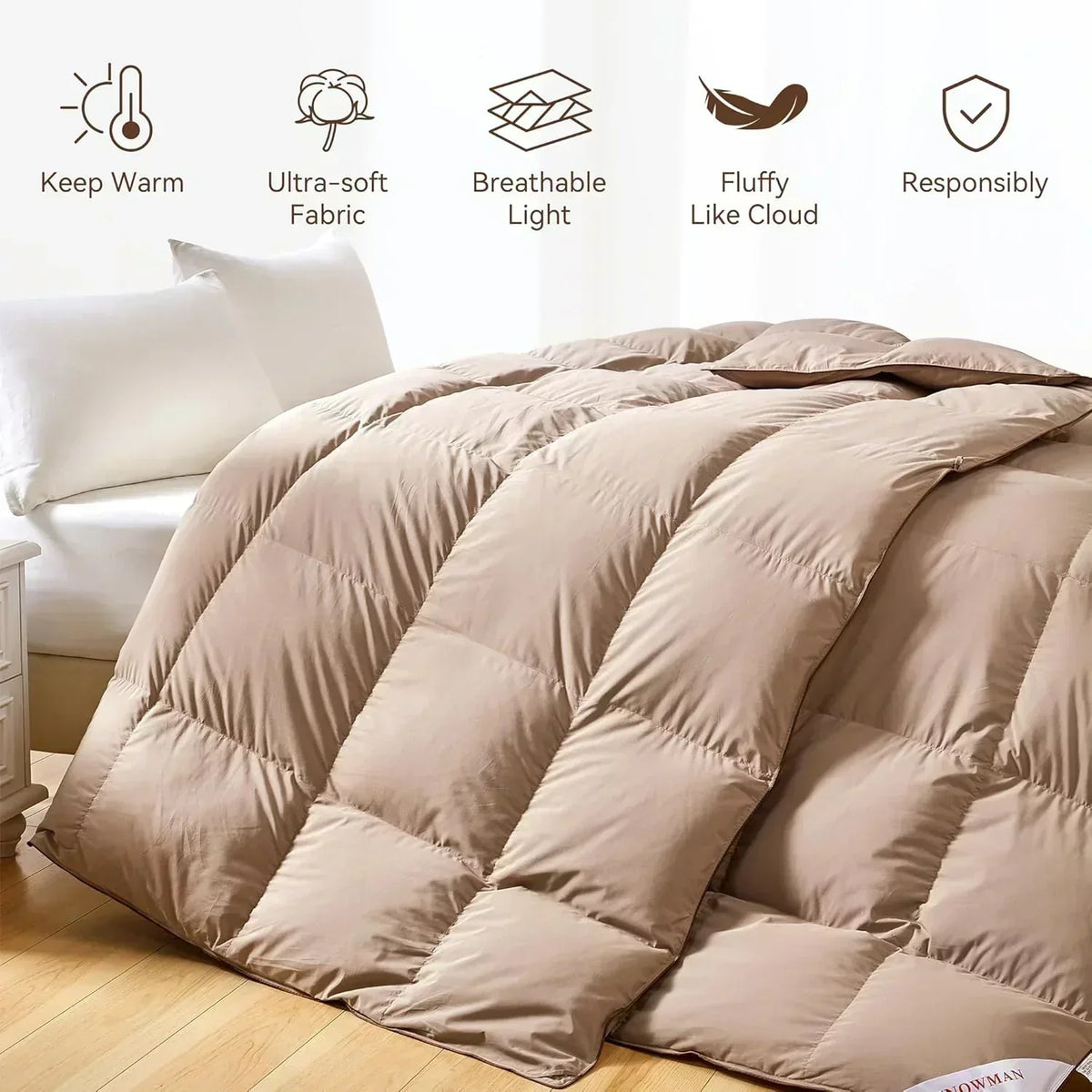 Premium Down Comforter 3D Baffle Box Design