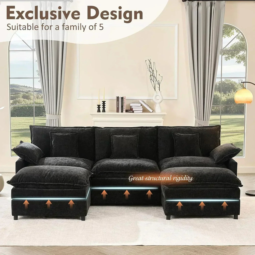 108 Inch U Shape Sofa Sectional Sofa Comfortable Cloud Sofa Living Room Deep Seat Sofa