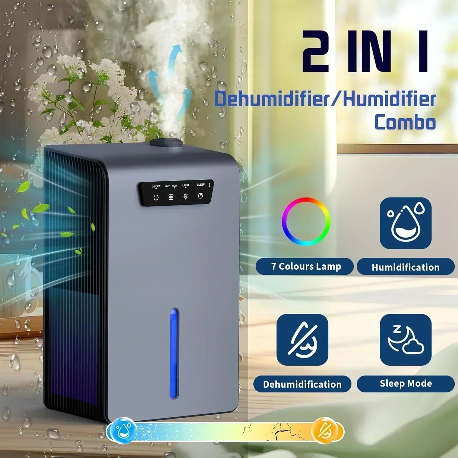 Dehumidifier 2 in 1 Humidifier Dehumidifier Combo 102 OZ Water Tank Dehumidifiers for Home Bedroom