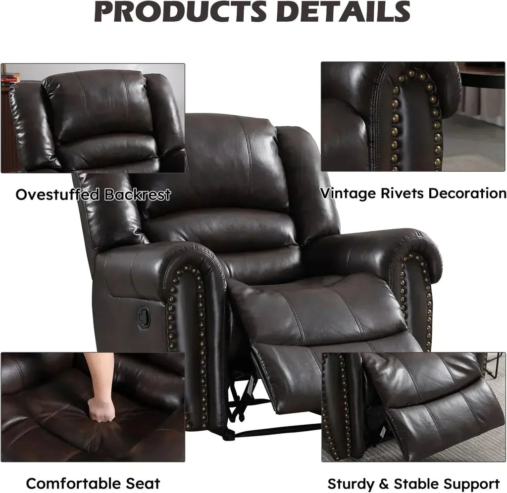 Leather recliner classic traditional manual recliner single sofa for living room
